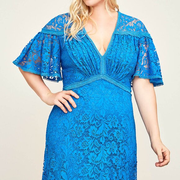 Tadashi Shoji Blue Lace Evening Gown Plus Size, size 20 , BBY18221LQ - Picture 2 of 3
